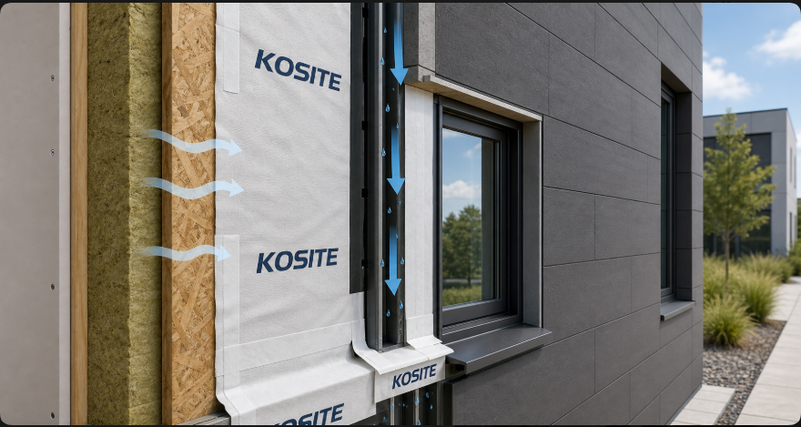WRB window flashing and water-managed wall installation detail